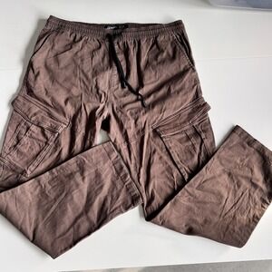 Brooklyn Cloth Pants men's large Pull brown cargo pockets flex stretch 29 inseam